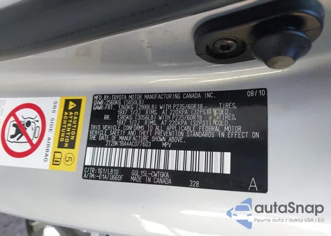 2010 Lexus Rx 350 из США, поврежденный, VIN 2T2BK1BA4AC077603